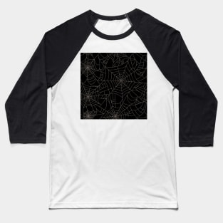 Spiderwebs - ecru on black Baseball T-Shirt